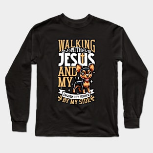 Jesus and dog - English Toy Terrier Long Sleeve T-Shirt